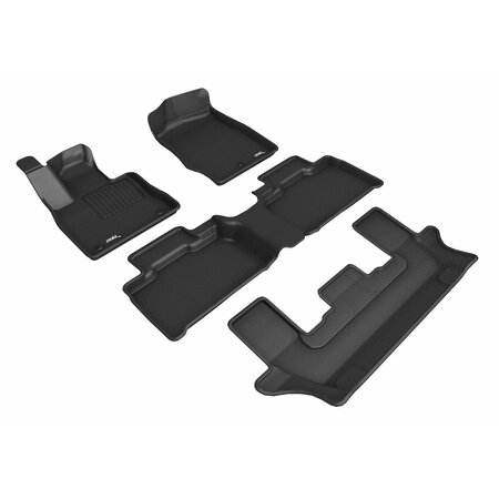 3D MATS USA Custom Fit, Raised Edge, Black, Thermoplastic Rubber Of Carbon Fiber Texture, 4 Piece L1FR13001509